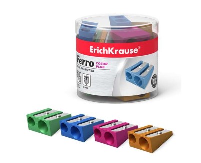 Erichkrause Ferro Color Plus - Sacapuntas Doble de Aluminio - Agarre Ergonomico - 8mm y 11mm de Diametro - Color Surtido