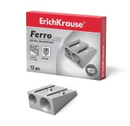 Erichkrause Ferro Plus - Sacapuntas Doble de Aluminio - Agarre Ergonomico - Dos Agujeros de 8mm y 11mm - Cuchilla de Acero al Carbono en Forma de Espiral - Color Plata