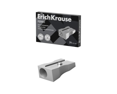 Erichkrause Ferro Sacapuntas de Aluminio con Agarre Ergonomico - Orificio de 8mm - Cuchilla de Acero al Carbono - Color Aluminio