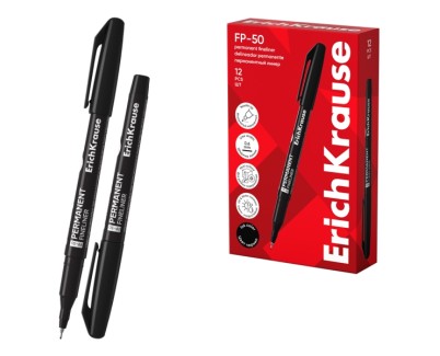Erichkrause FP-50 Marcador Permanente - Punta Fina de 0.6mm - Resistente a la Luz y al Agua - Color Negro