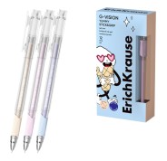 ErichKrause G-Vision Stick and Grip Yummy Boligrafo con Capuchon - Modelos Surtidos - Trazo 0.4mm - Tinta de Gel - Resistente al Agua - Agarre de Goma - Secado Rapido - Tapa Ventilada - Color Azul