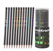 ErichKrause Galactic Lapiz de Grafito - Mina HB - Cuerpo Redondo - Faciles de Difuminar - Colores Surtidos