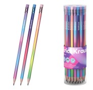 ErichKrause Galaxy Lapiz de Grafito con Goma de Borrar - Mina HB - Cuerpo Triangular - Plastico - Agarre Ergonomico - Faciles de Difuminar - Colores Surtidos