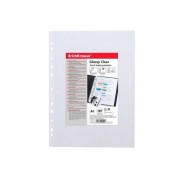 Erichkrause Glossy Clear Pack de 100 Fundas Multitaladro A4 60mic - 11 Taladros - Acabado Brillante Transparente