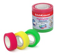 Erichkrause Hightlighter Pack de 3 Cintas Adhesivas - Medidas 18mmx20m - Colores Amarillo, Verde y Rosa Fluorescente