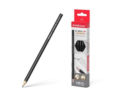 Erichkrause Jet Black 100 Lapiz de Grafito HB Hexagonal - Color Negro