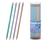 ErichKrause JOY Pastel Bloom Lapiz de Grafito con Goma de Borrar - Mina HB - Cuerpo Redondo - Plastico - Agarre Ergonomico - Colores Surtidos