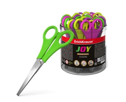 Erichkrause Joy Tijeras - Cuchillas de Acero Inoxidable de Alta Calidad - Extremos Redondeados Seguros - Resistente a La Corrosion - Mangos de Plastico Resistente a los Golpes - Color Negro