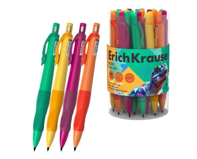 ErichKrause Kiddy Dino Art Portaminas - Mina HB de 2.0mm - Agarre de Goma - Motivo de Dinosaurios - Colores Surtidos