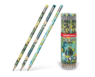 Erichkrause Lapiz de Grafito Triangular con Goma de Borrar - Avocado HB - Color Verde