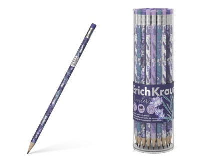 Erichkrause Lavanda Lapiz de Grafito Triangular HB - Goma de Borrar - 4 Diseños Surtidos