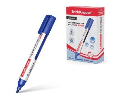 Erichkrause Liquid LW-600 Marcador de Pizarra Blanca - Tinta Liquida a Base de Alcohol - Punta en Forma de Bala - Ancho de Linea 2.5mm - Color Azul