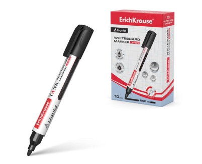 Erichkrause Liquid LW-600 Marcador de Pizarra Blanca - Tinta Liquida a Base de Alcohol - Punta en Forma de Bala - Ancho de Linea 2.5mm - Color Negro