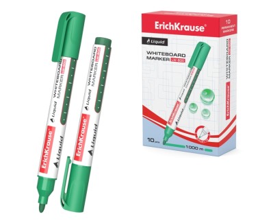 Erichkrause Liquid LW-600 Marcador de Pizarra Blanca - Tinta Liquida a Base de Alcohol - Punta en Forma de Bala - Ancho de Linea 2.5mm - Color Verde
