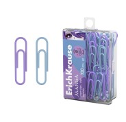 ErichKrause Manga Pack de 100 Clips Recubiertos - 28mm - Caja de Plastico - Colores Surtidos