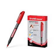 Erichkrause Marcador Permanente Fp-50 - Punta Fina de 0.6mm - Resistente a La Luz y El Agua - Color Rojo