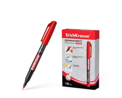 Erichkrause Marcador Permanente Fp-50 - Punta Fina de 0.6mm - Resistente a La Luz y El Agua - Color Rojo