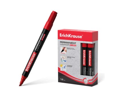 Erichkrause Marcador Permanente P-300 - Punta Biselada - Resistente al Agua y a los Rayos UV - Color Rojo