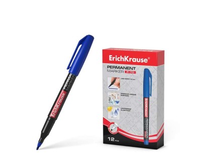 Erichkrause Marcador Permanente P-70 - Punta de Bala de 1.0mm - Resistente al Agua y a La Luz - Color Azul