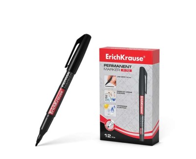 Erichkrause Marcador Permanente P-70 - Punta de Bala de 1.0mm - Resistente al Agua y a La Luz - Color Negro