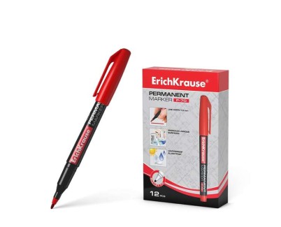 Erichkrause Marcador Permanente P-70 - Punta de Bala de 1.0mm - Resistente al Agua y a La Luz - Color Rojo