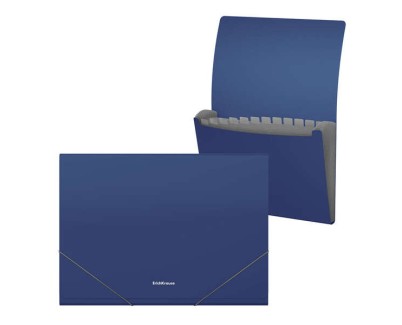Erichkrause Matt Classic Carpeta/Clasificador con 12 Fundas A4 - Acabado Mate - Color Azul