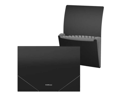 Erichkrause Matt Classic Carpeta/Clasificador con 12 Fundas A4 - Acabado Mate - Color Negro