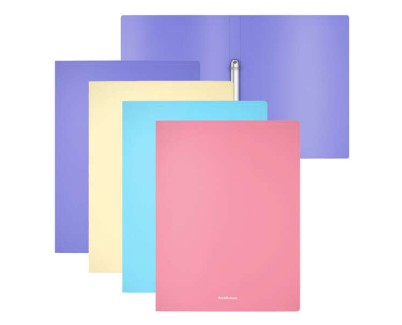 Erichkrause Matt Pastel Pack de 4 Carpetas con 2 Anillas de 24mm Tamaño A4 - Colores Surtidos