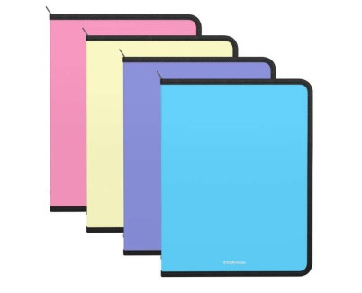 Erichkrause Matt Pastel Pack de 4 Carpetas con Cremallera  A4 - Para Organizar y Transportar Documentos - Colores Pastel Surtidos