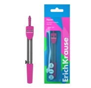 ErichKrause Neon Compas Escolar - Cuerpo Metalico - 120mm de Longitud - Radio Maximo de 180mm - Bolsa de Polietileno - Color Rosa