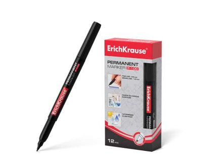Erichkrause P-100 Marcador Permanente - Punta Fina - Trazo de 0.5 a 1.2mm - Resistente al Agua y a los Rayos UV - Color Negro