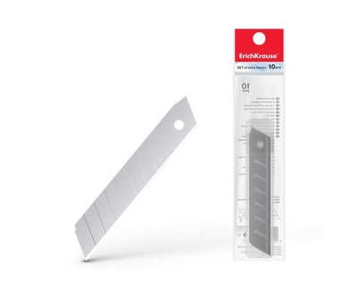 Erichkrause Pack de 10 Cuchillas de Repuesto de Acero Segmentado - Medidas 18mm x 0.5mm - Afilado de Doble Cara - Resistente al Desgaste