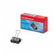 Erichkrause Pack de 12 Pinzas para Papeles 15mm - Capacidad hasta 55 hojas - Alambre de Acero de Alta Calidad - Color Negro