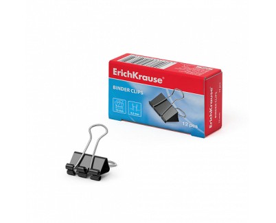 Erichkrause Pack de 12 Pinzas para Papeles 15mm - Capacidad hasta 55 hojas - Alambre de Acero de Alta Calidad - Color Negro