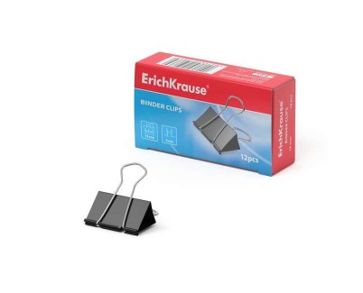 Erichkrause Pack de 12 Pinzas Sujetapapeles - Alambre de Acero de Alta Calidad - Resistencia Mejorada - Capacidad hasta 70 Hojas - Resistente a la Corrosion - Color Negro