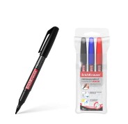 Erichkrause Pack de 3 Marcadores Permanente P-70 - Punta de Bala de 1.0mm - Resistente al Agua y a La Luz - Negro, Azul, Rojo (Pouch 3 Pcs.)
