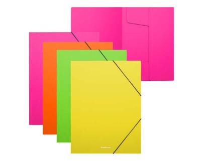 Erichkrause Pack de 4 Carpetas Solapas Matt Neon A4 - Fabricadas en Polipropileno - Colores Surtidos