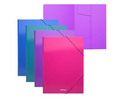 Erichkrause Pack de 4 Carpetas Solapas Matt Vivid A4 - Fabricadas en Polipropileno - Colores Surtidos