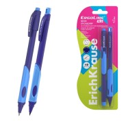 ErichKrause Pack de Boligrafo Retractil y Portaminas - Punta de 0.5mm - Mina de 2mm HB - Zona de Agarre Triangular - Capuchon Ventilado - Color Azul