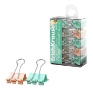 ErichKrause Pastel Bloom Pack de 10 Pinzas Sujetapapeles - 19mm de Ancho - Metalicas - Capacidad hasta 80 Hojas - Colores Surtidos