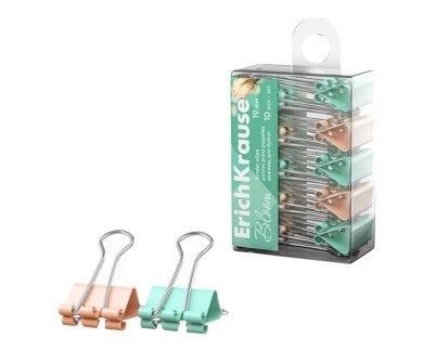 ErichKrause Pastel Bloom Pack de 10 Pinzas Sujetapapeles - 19mm de Ancho - Metalicas - Capacidad hasta 80 Hojas - Colores Surtidos