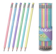 ErichKrause Pastel Lapiz de Grafito con Goma de Borrar - Mina HB - Cuerpo Triangular - Agarre Ergonomico - Colores Surtidos