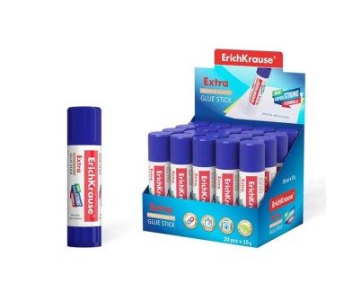 Erichkrause Pegamento en Barra Extra 15gr - Formula Super Fuerte - Consumo Economico - Adhesion Rapida y Fiable - Facil de Lavar con Agua - No Toxico - Color Blanco