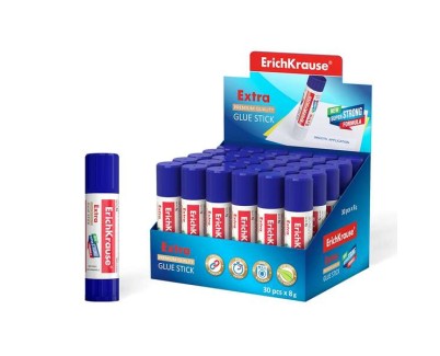 Erichkrause Pegamento en Barra Extra 8gr - Formula Super Fuerte - Consumo Economico - Adhesion Rapida y Fiable - Facil de Lavar con Agua - No Toxico - Color Blanco
