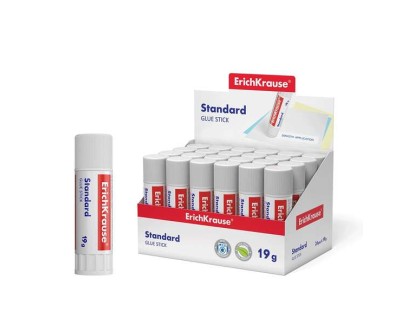 Erichkrause Pegamento en Barra Standard 19gr - Pegado Rapido y Confiable - Facil de Aclarar con Agua - No Toxico - Apto para Papel, Carton y Fotografias - Color Blanco