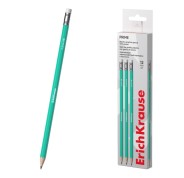 ErichKrause Prime Lapiz de Grafito con Goma de Borrar - Mina HB de 2.2mm - Cuerpo Hexagonal - Plastico - Agarre Ergonomico - Color Turquesa