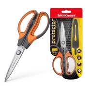ErichKrause Protector Tijeras de Acero Inoxidable 16.5cm - Funda Protectora - Color Gris/Naranja