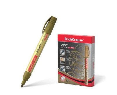 ErichKrause Pt-350 Marcador de Pintura - Sistema de Suministro de Tinta de Valvula - Cuerpo de Aluminio Resistente - Punta en Forma de Bala - Color Dorado
