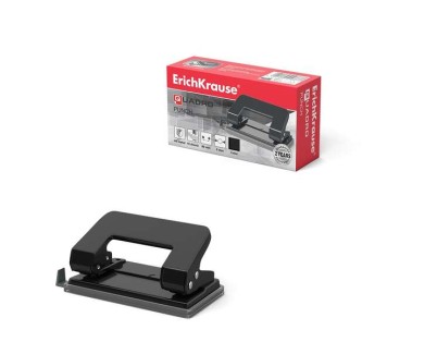 Erichkrause Quadro Classic Taladro Perforador Metalico - Perfora hasta 10 Hojas - Cuerpo y Mecanismo de Acero - Punzones 6mm - Color Negro