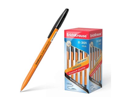 Erichkrause R-301 Boligrafo Orange - Punta de 0.7mm - Trazo de 0.35mm - Tapa Ventilada - Cuerpo Opaco Naranja - Color Negro